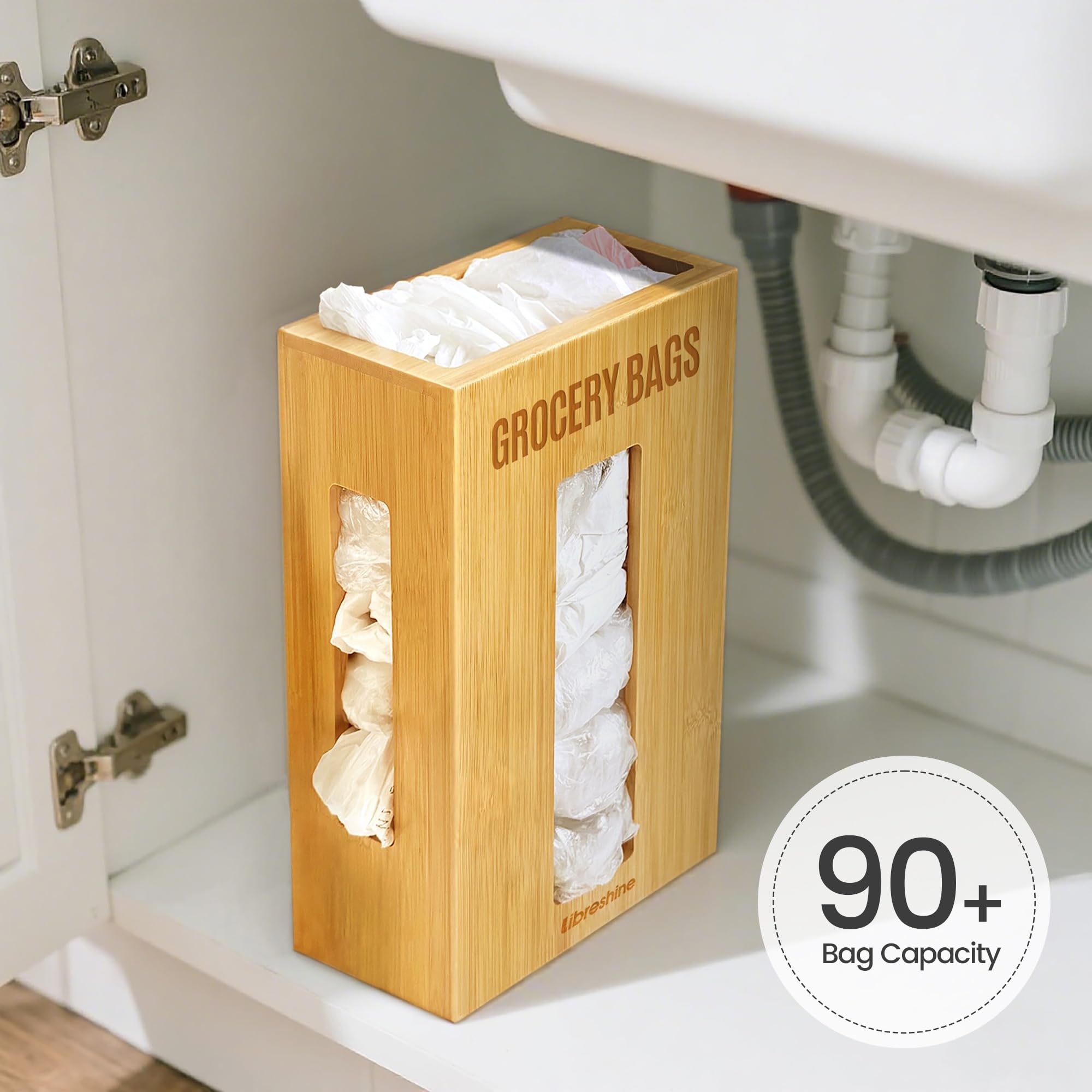 Libreshine extra-large bamboo container with wide opening for quick grabs.