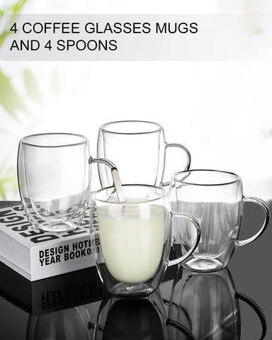 LIBWYS clear borosilicate glass mug with handle for comfortable sipping