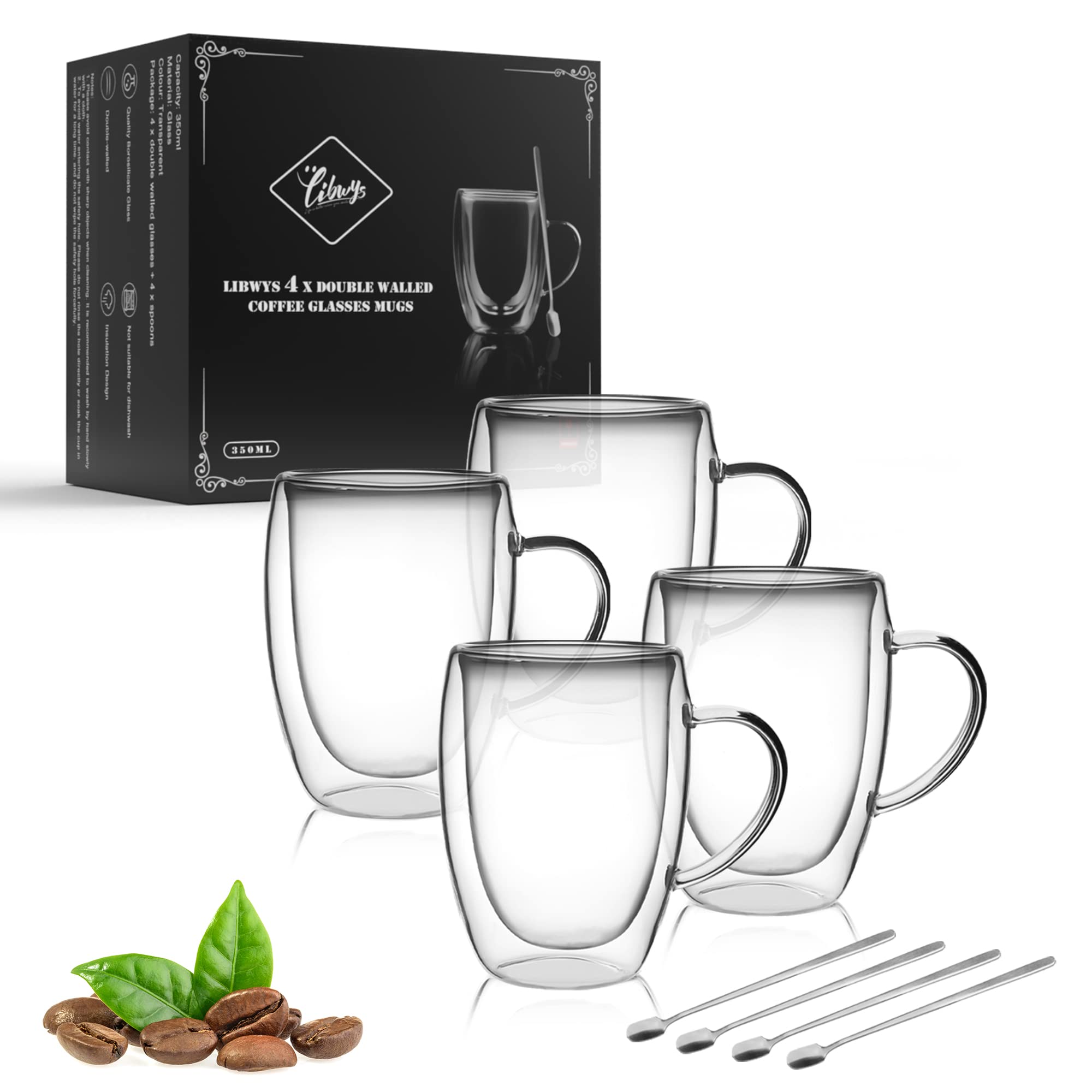 LIBWYS double-walled 12oz coffee cups keep drinks hot longer and cool to touch