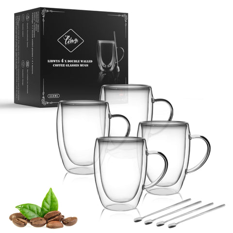 LIBWYS double-walled 12oz coffee cups keep drinks hot longer and cool to touch