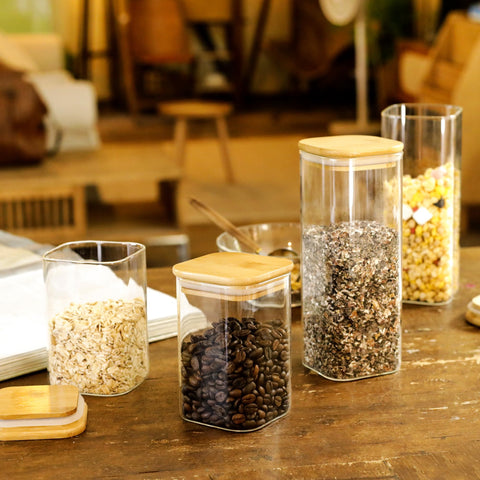 LIBWYS organized kitchen pantry with clear labeling and uniform jars.