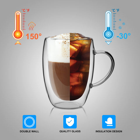 LIBWYS multipurpose glass cups for coffee, tea, or cold beverages