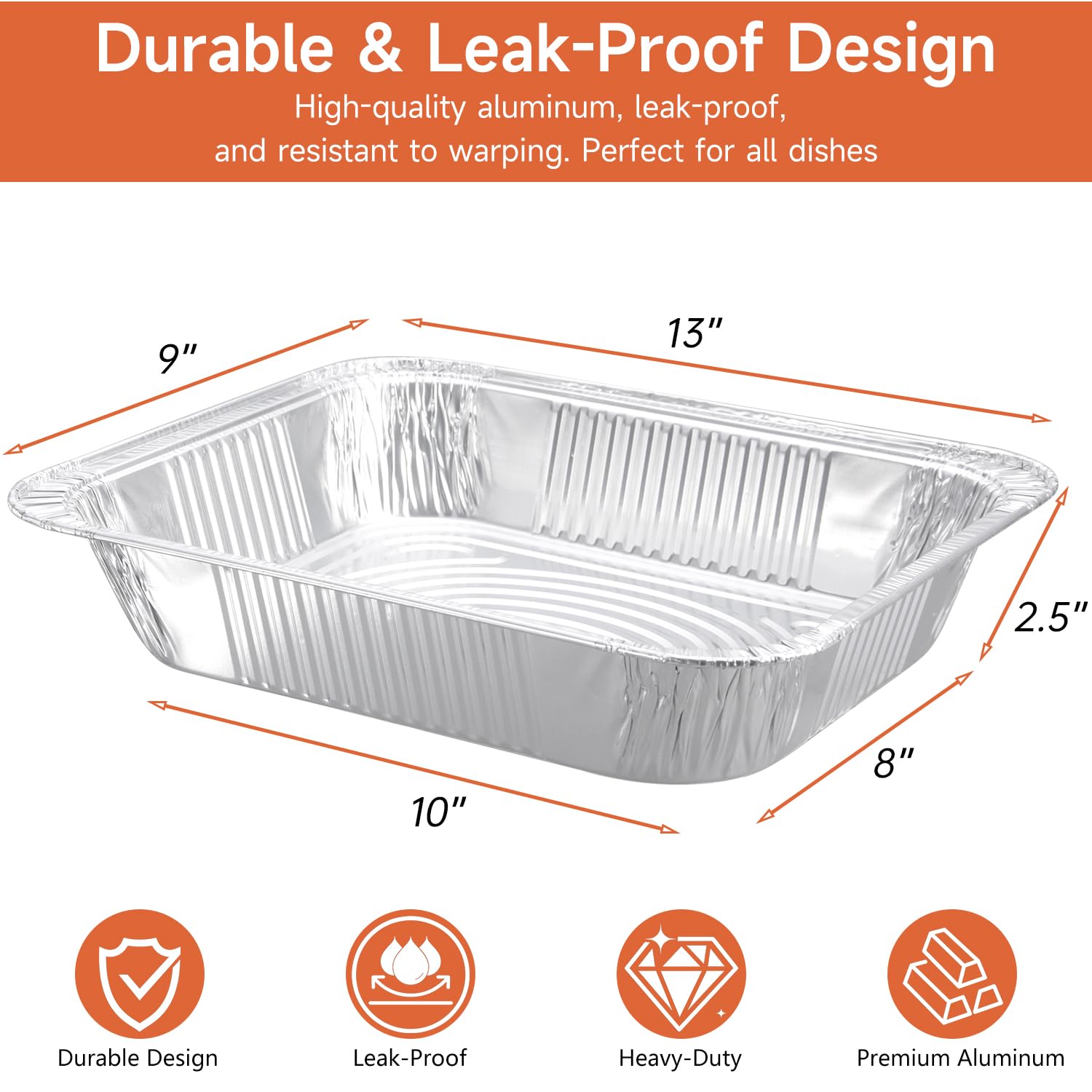 Lideropa disposable foil pans stacked, ideal for large gatherings.