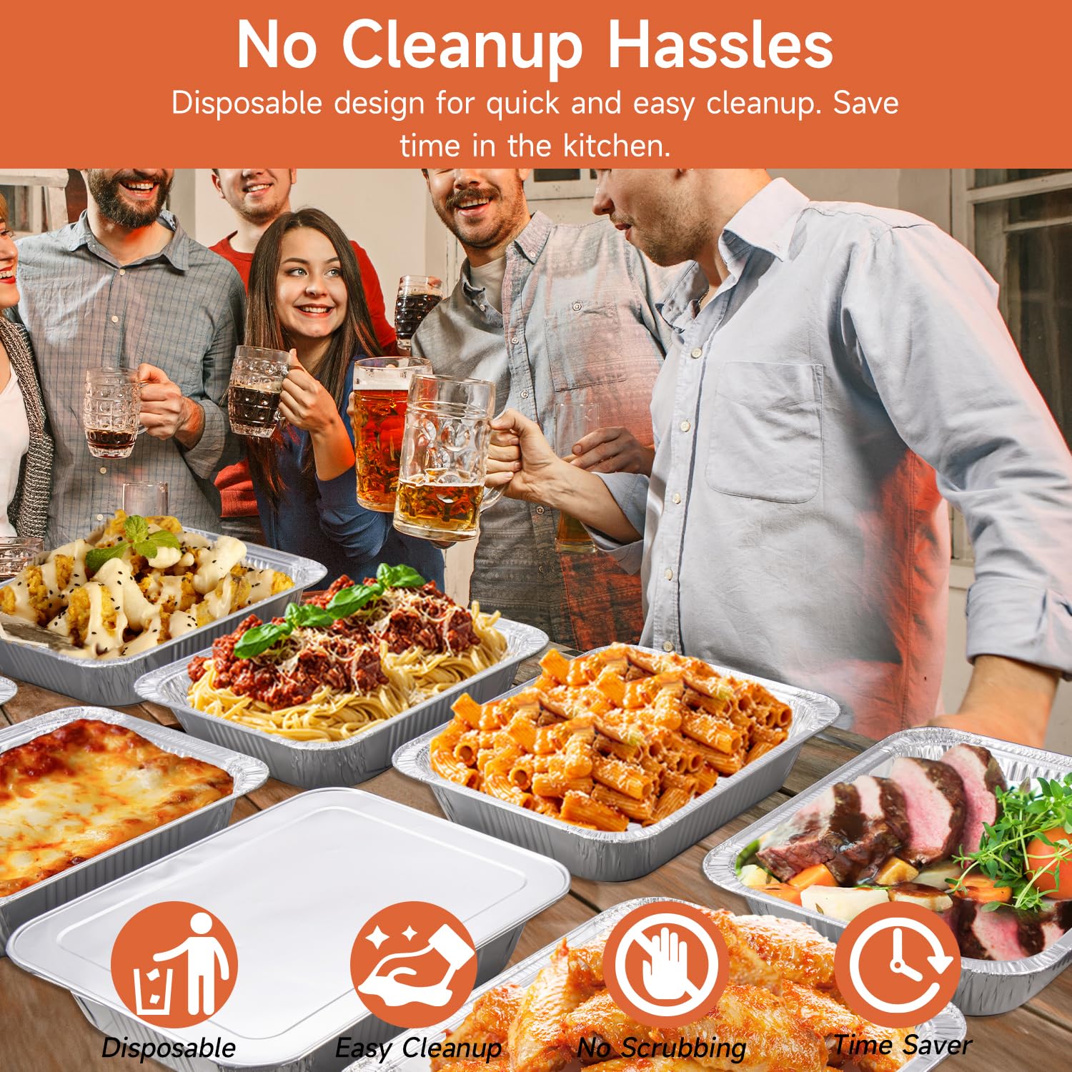 Lideropa recyclable aluminum pans offer quick cleanup and sustainability.