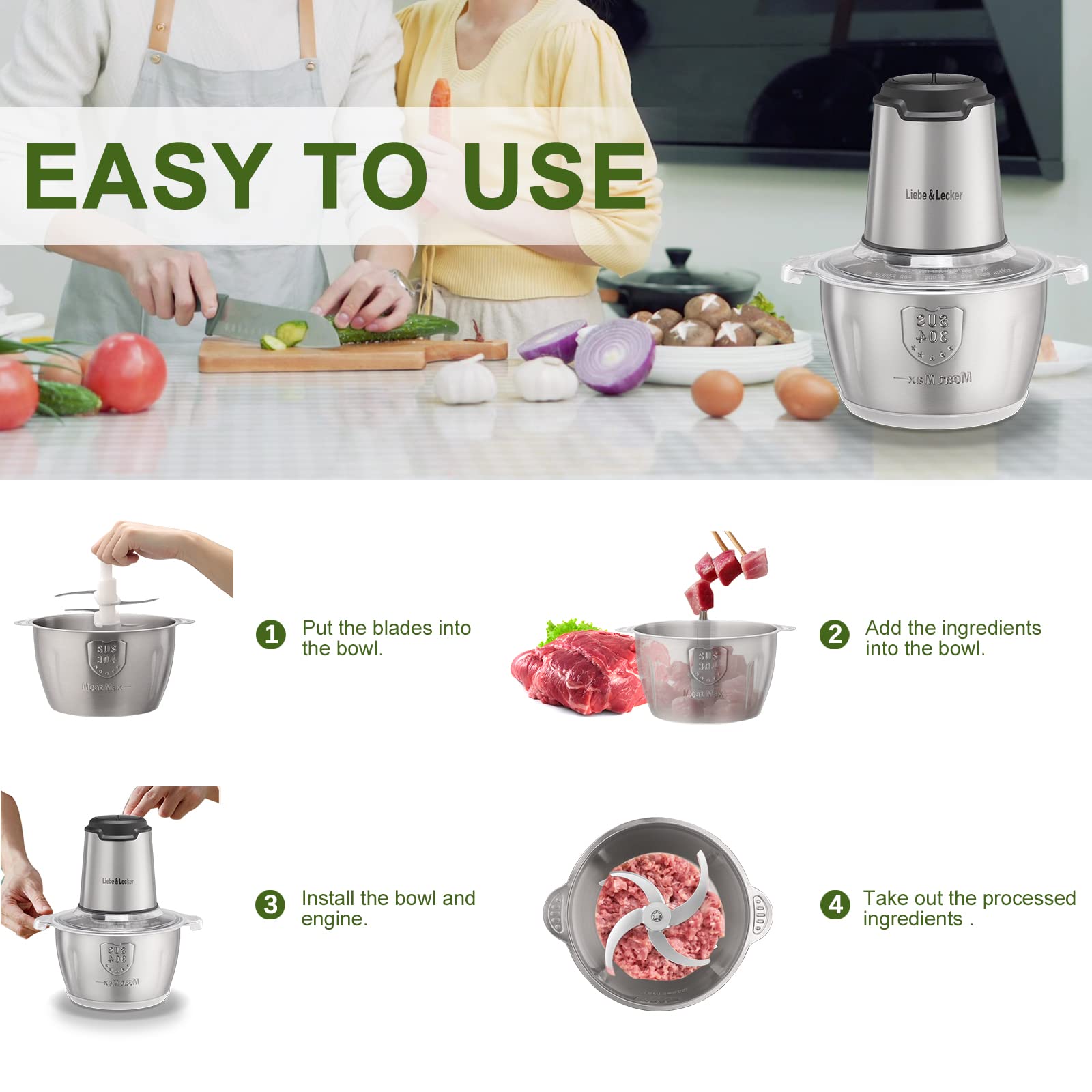 Liebe&Lecker easy-clean design makes cleanup quick after meal prep.