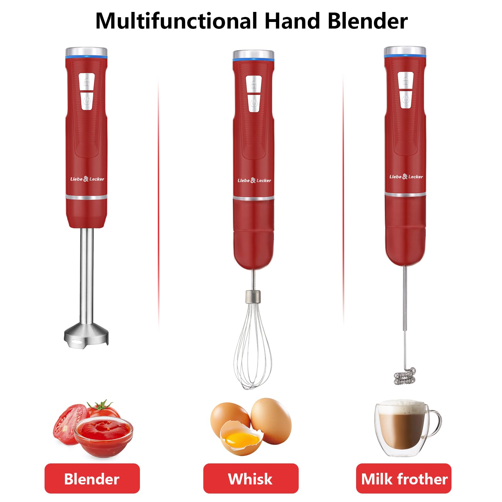 Liebe&Lecker detachable attachments simplify cleaning and switching tasks.