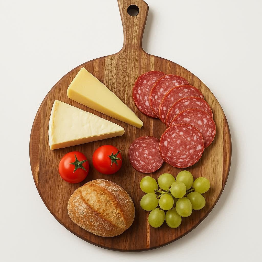 LiebeOlivee round cutting board hanging rope demonstrates easy wall storage and decor appeal.