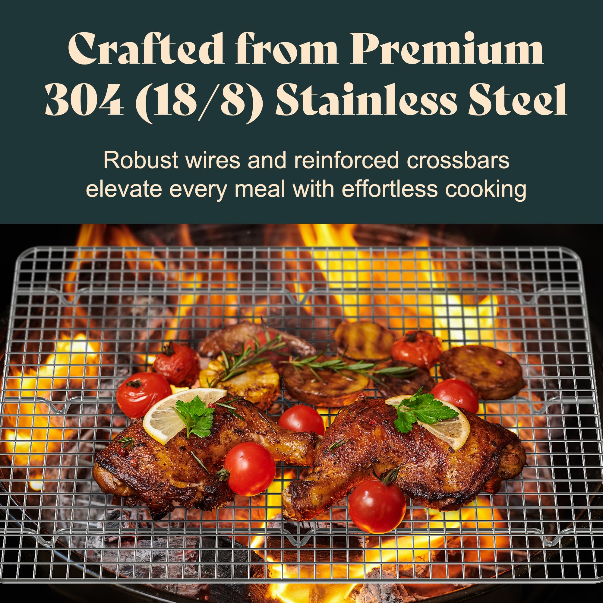 LIEMAND 304 stainless steel rack is dishwasher- and oven-safe for easy use