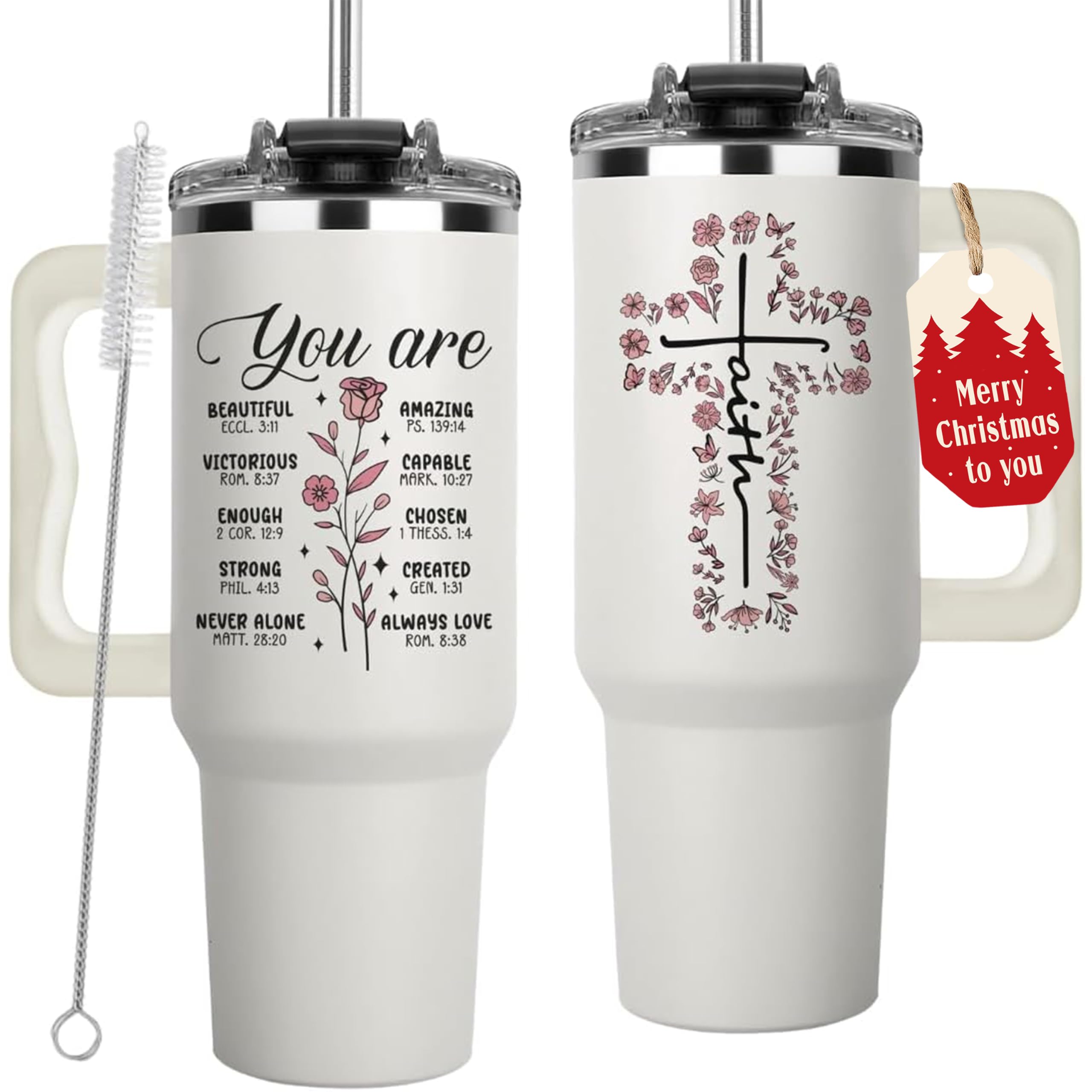 LIERIE8888 faith tumbler 40oz with handle, keeps drinks hot and inspires daily devotion.