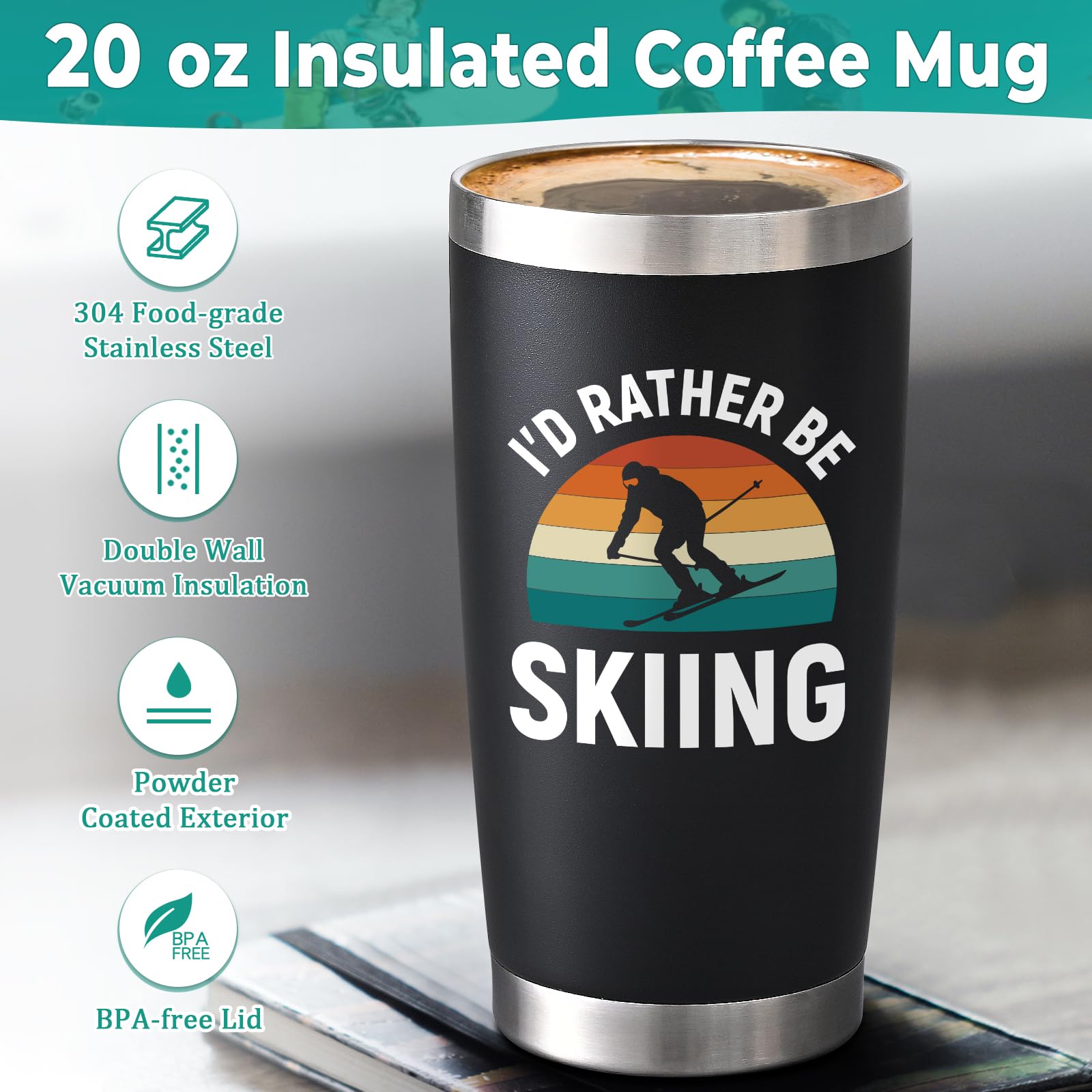 Lifecapido 304 stainless steel tumbler in black emphasizes durability