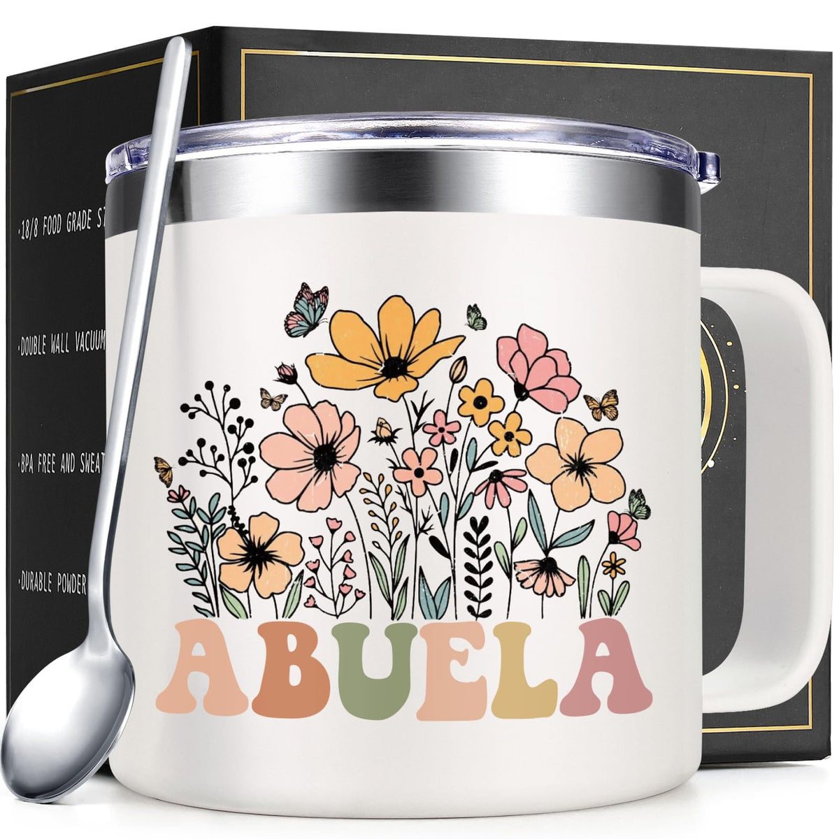 Lifecapido Abuela cream mug close-up with ergonomic handle for hot beverages.