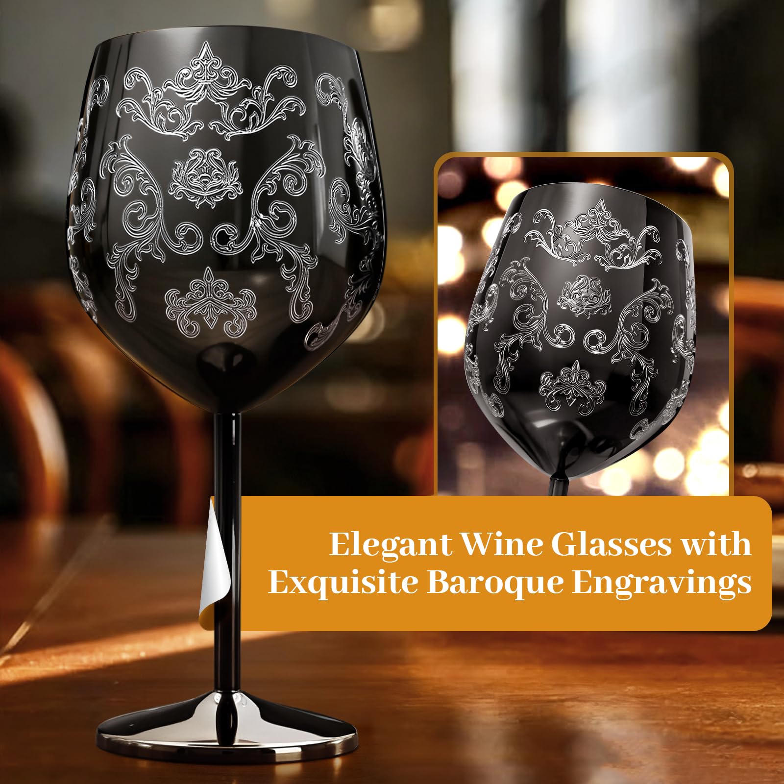 Lifecapido baroque engraving wine glass close-up showcases intricate craftsmanship.