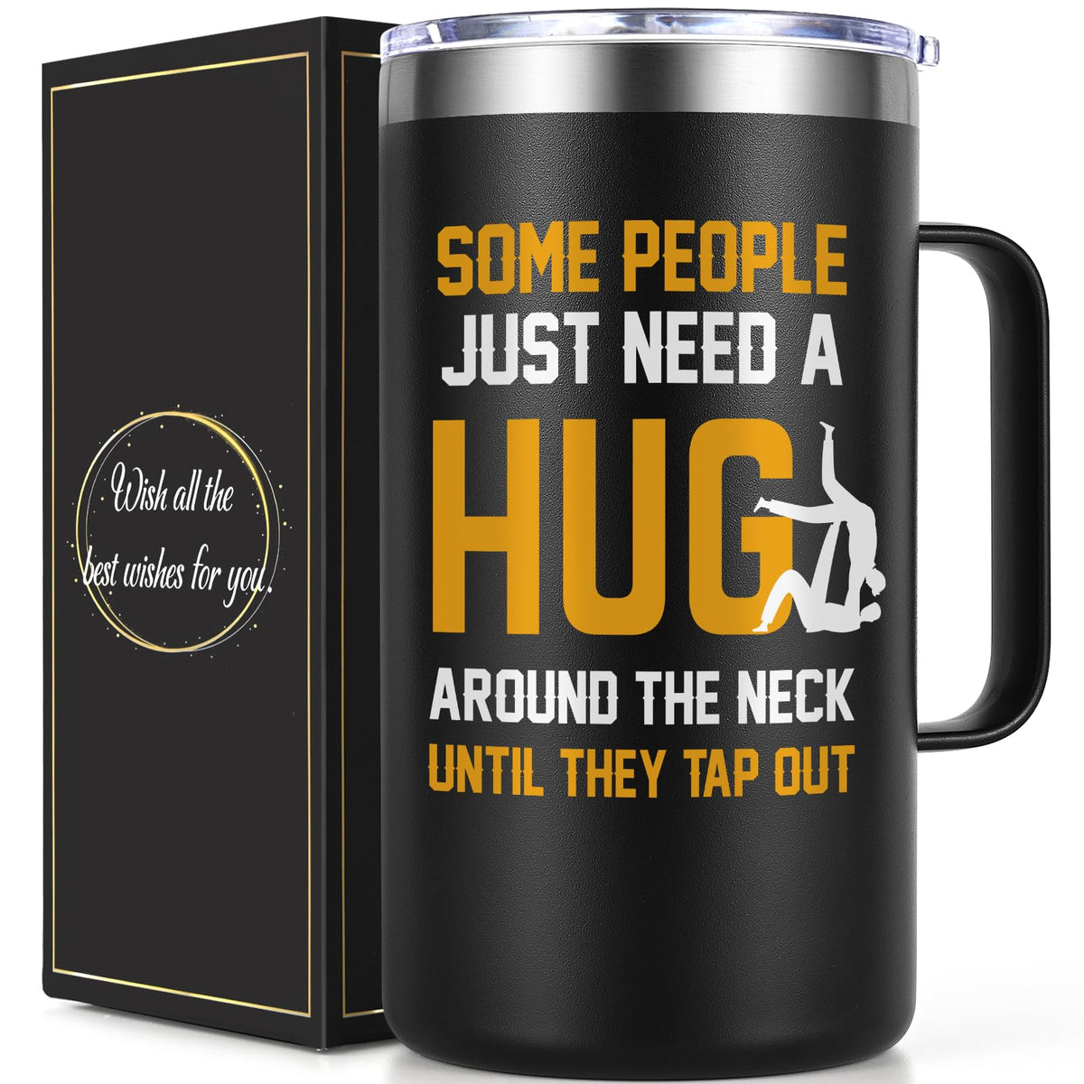 Lifecapido hug-around-the-neck 20oz mug keeps drinks at the ideal temperature.