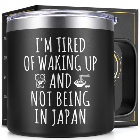 Lifecapido Japanese Gits 14oz mug with lid for on the go hot coffee