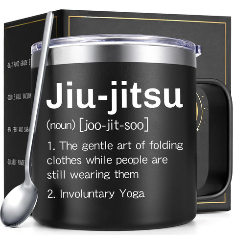 Lifecapido Jiu Jitsu mug front view for training sessions.