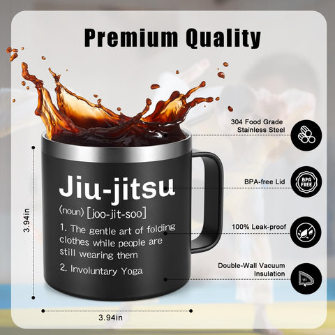 Lifecapido Jiu Jitsu mug with stainless straw for on-the-go hydration.