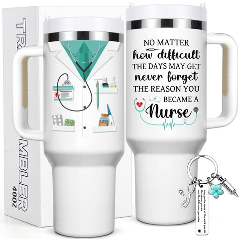 Lifecapido 40oz nurse tumbler with handle for on-the-go hydration