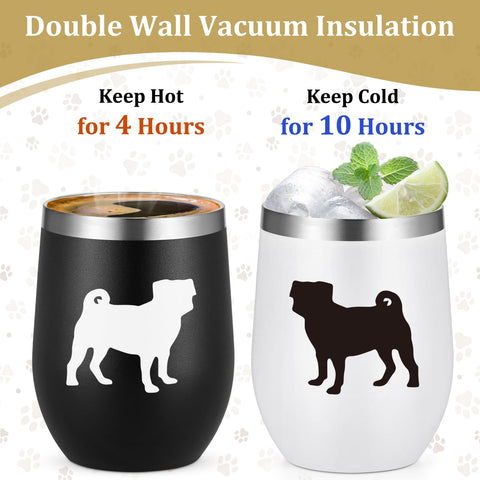 Lifecapido double-wall insulated tumbler pug print focus keeps beverages at ideal temperatures