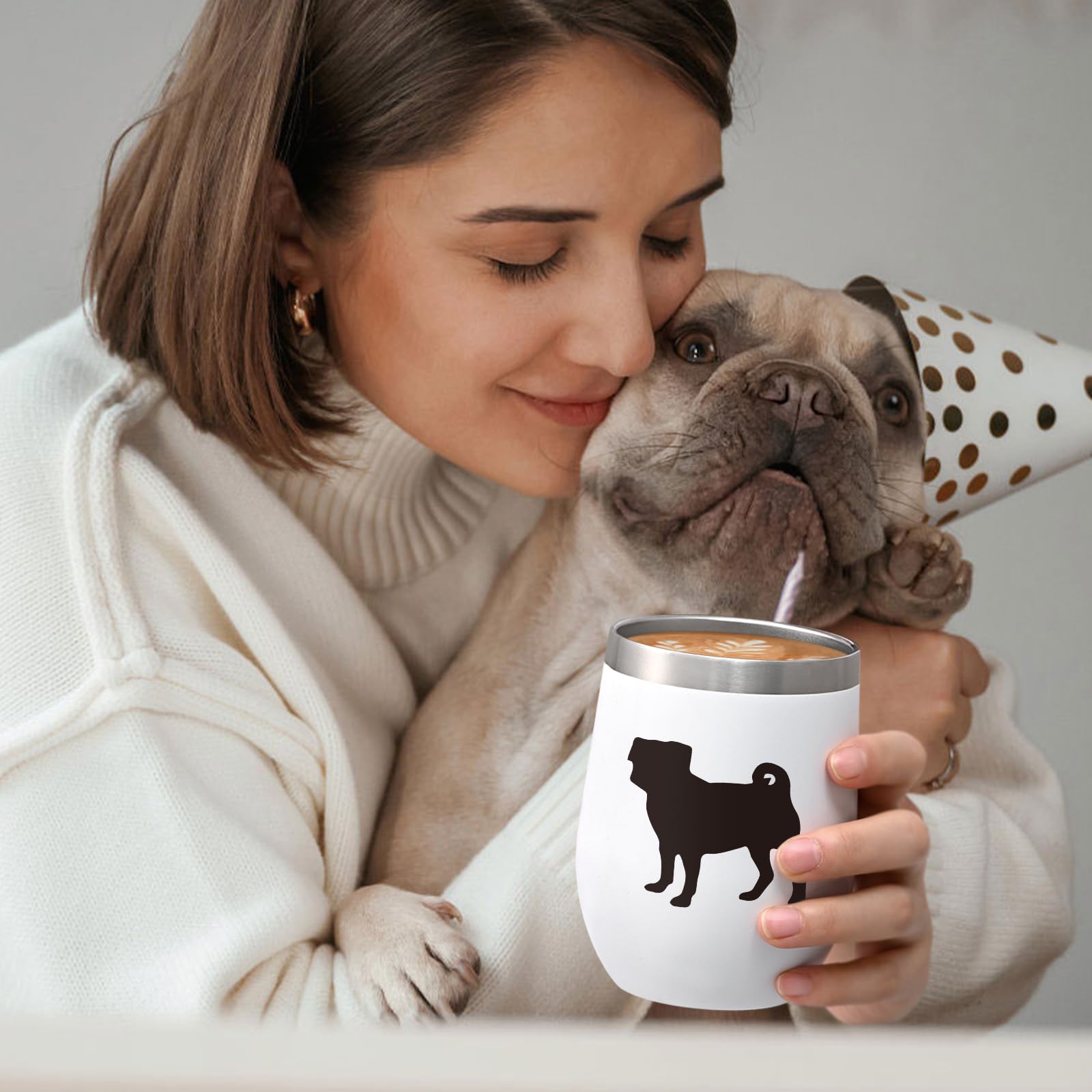 Lifecapido pug gifts set includes lids and stainless steel straws for easy use