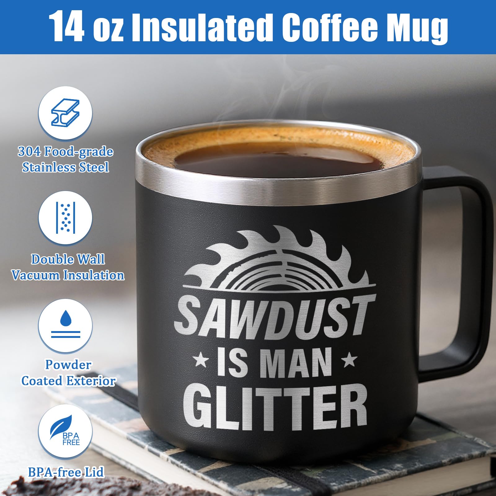 Lifecapido Sawdust Is Man Glitter mug in office setting for focused breaks.