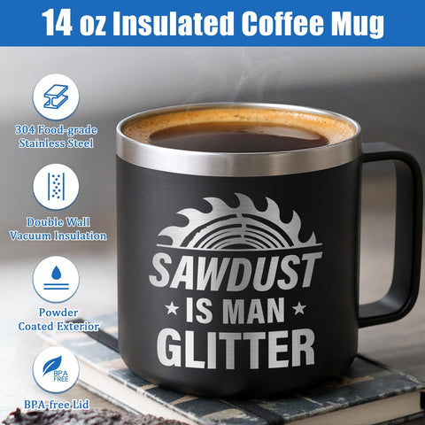 Lifecapido Sawdust Is Man Glitter mug in office setting for focused breaks.