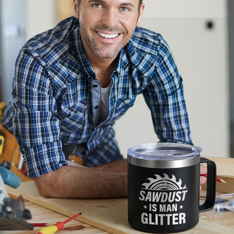 Lifecapido Sawdust Is Man Glitter mug stainless straw and care brush included.