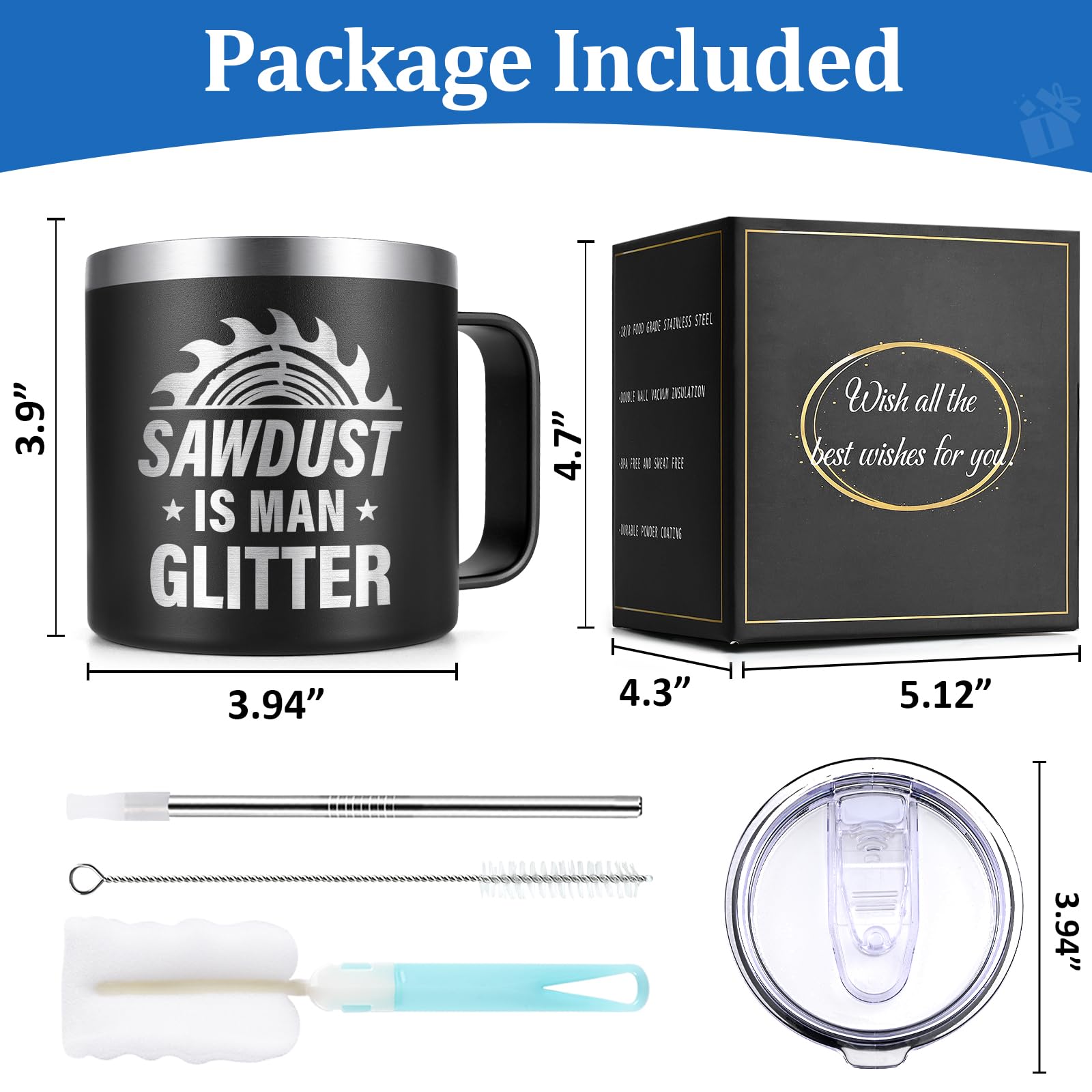 Lifecapido Sawdust Is Man Glitter mug with lid for travel and spill protection.