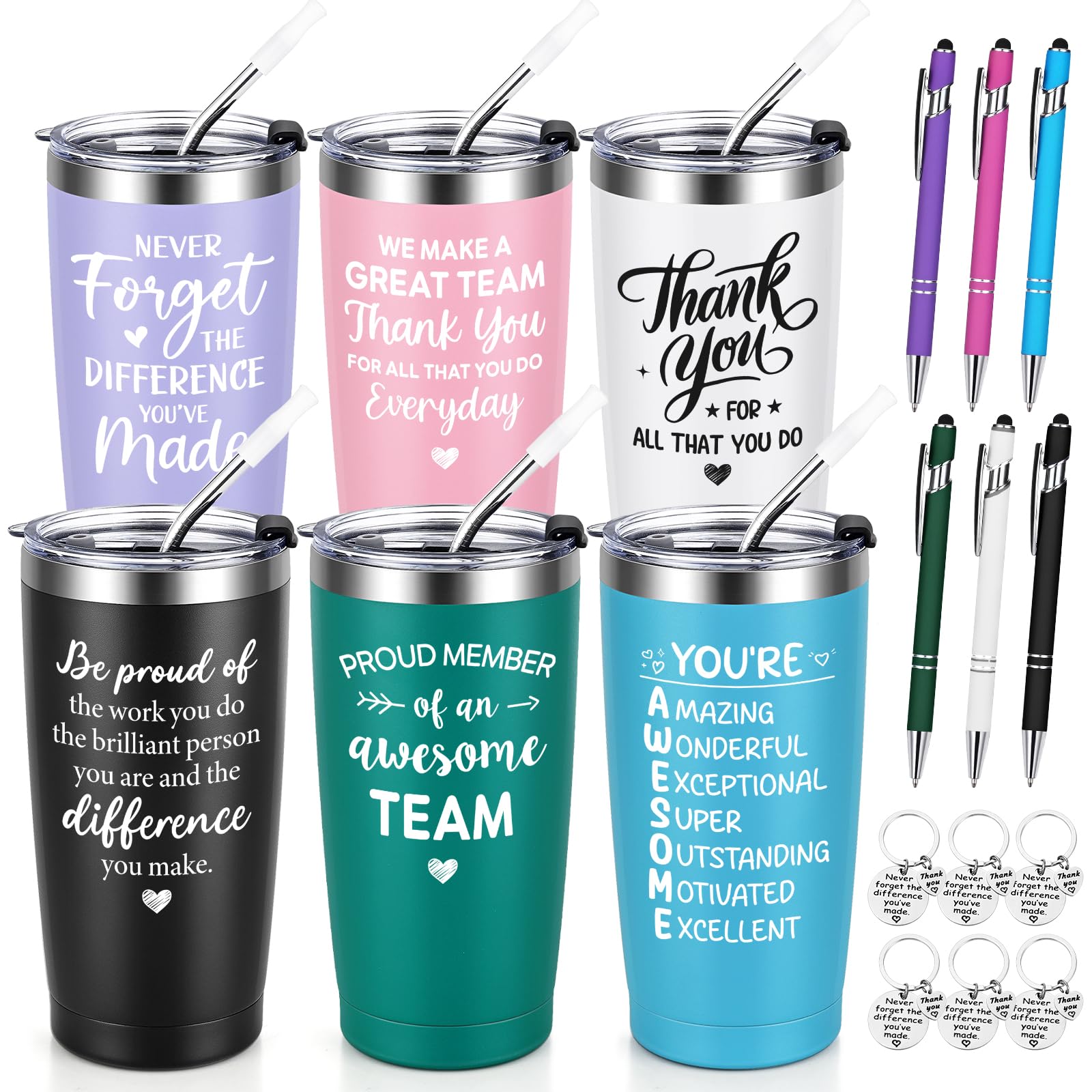 Lifecapido six-pack employee appreciation tumblers for office recognition and celebrations.