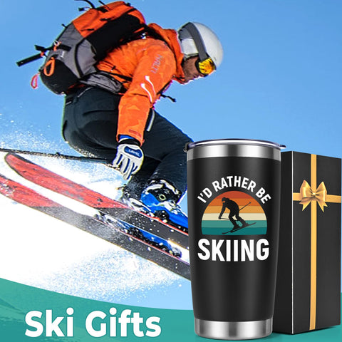 Lifecapido ski gifts 20oz insulated tumbler front view in black
