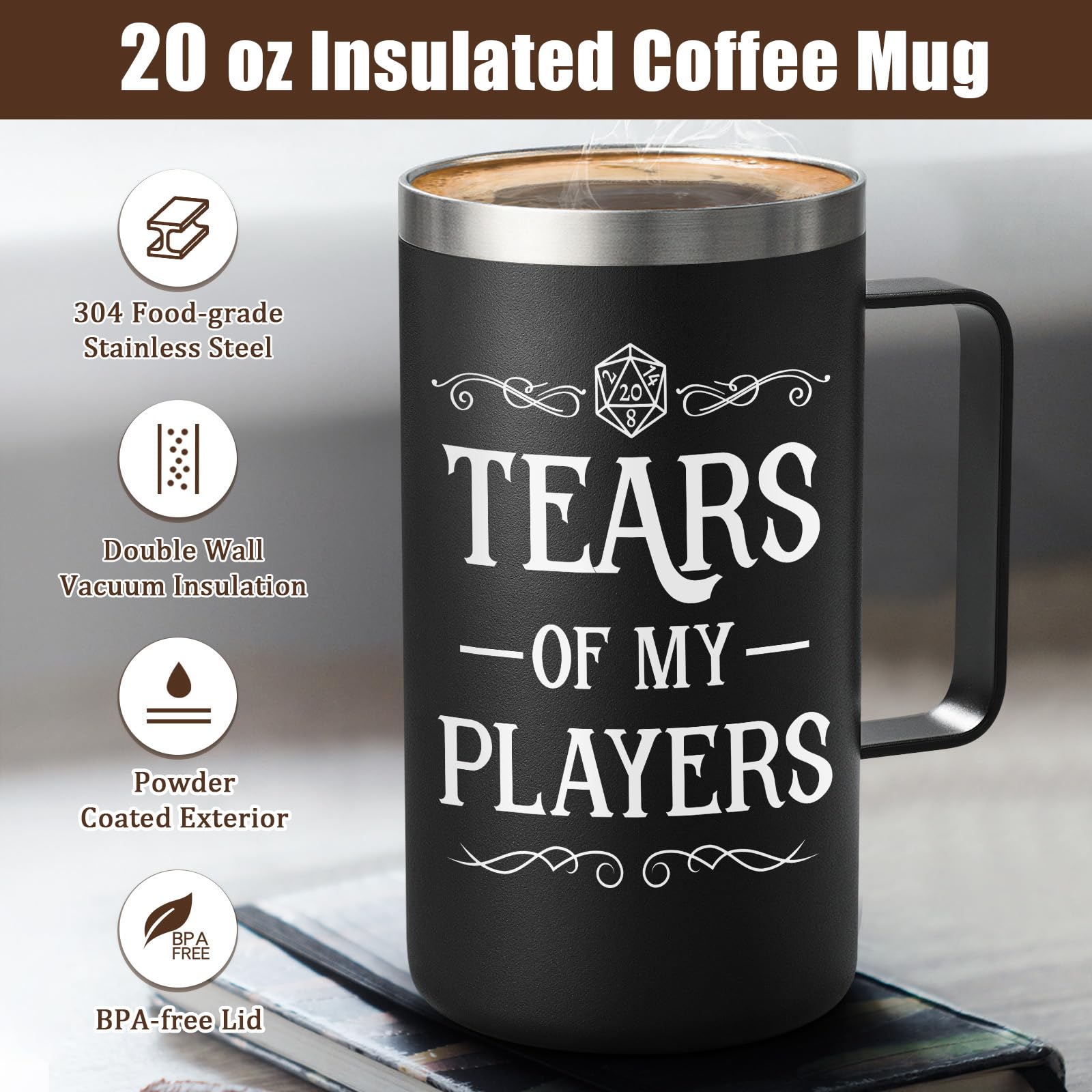 Lifecapido Tears of My Players mug with straw ready for cold or hot beverages
