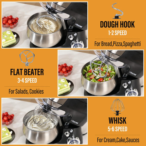 LIFECREEK mixer with dough hook for perfect bread and pastry dough