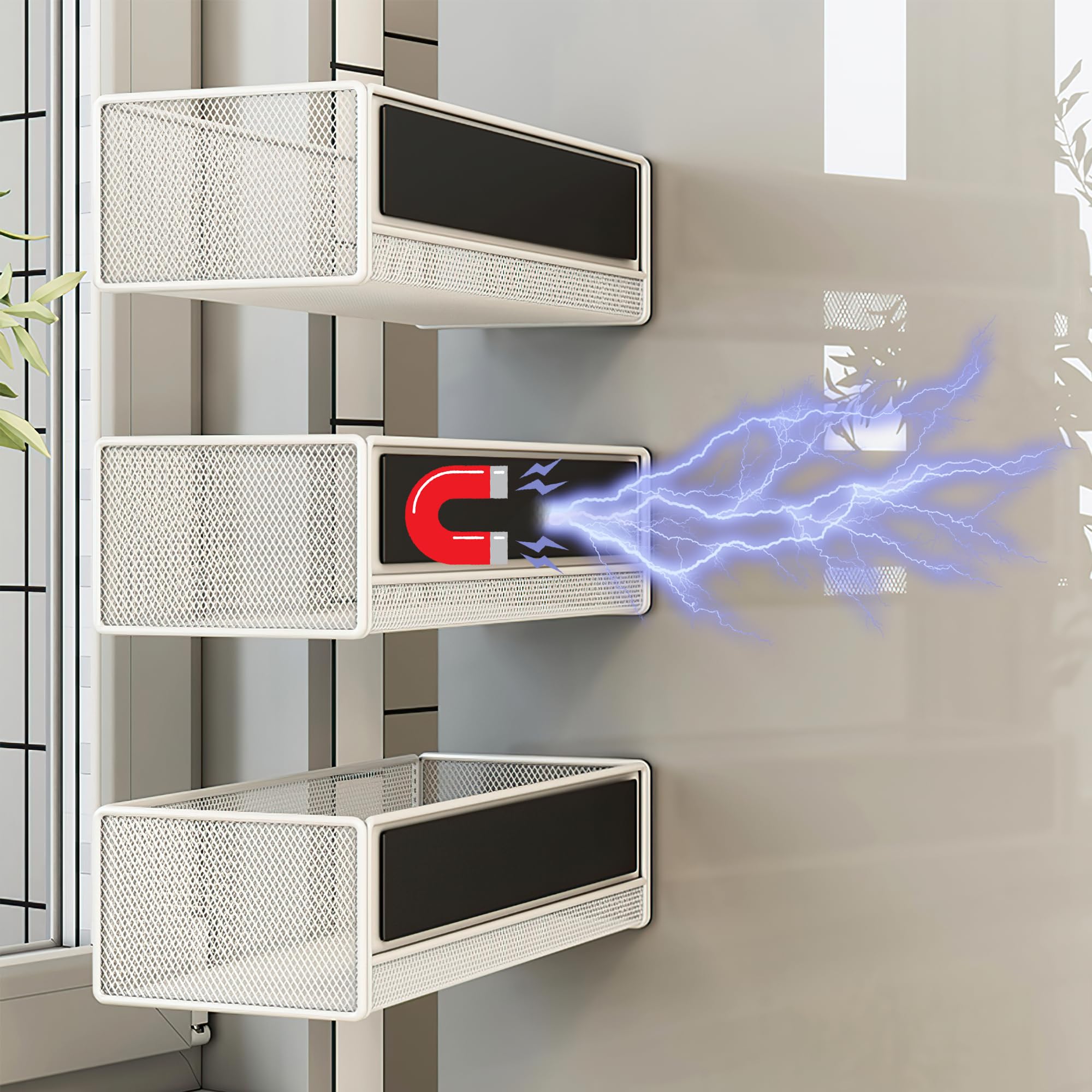LIFEFAN magnetic basket on whiteboard for classroom supplies