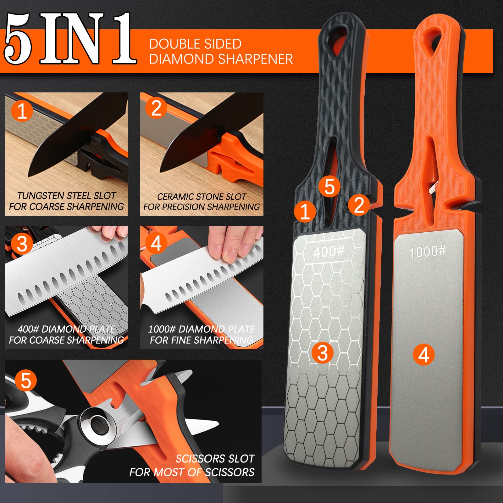 Lifeholic sharpener with scissors-slot enables on-the-spot scissors grinding.