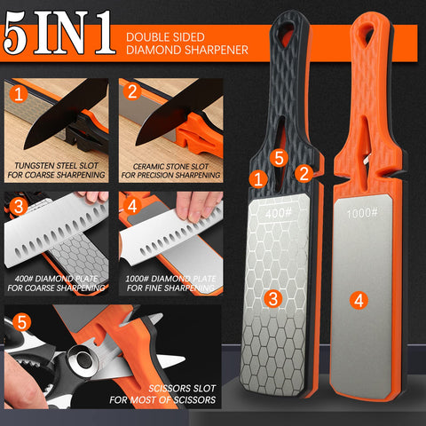 Lifeholic sharpener with scissors-slot enables on-the-spot scissors grinding.