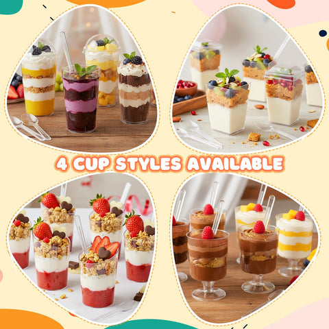 LifeIdeas 3oz beveled-edge cups elevate layered desserts.