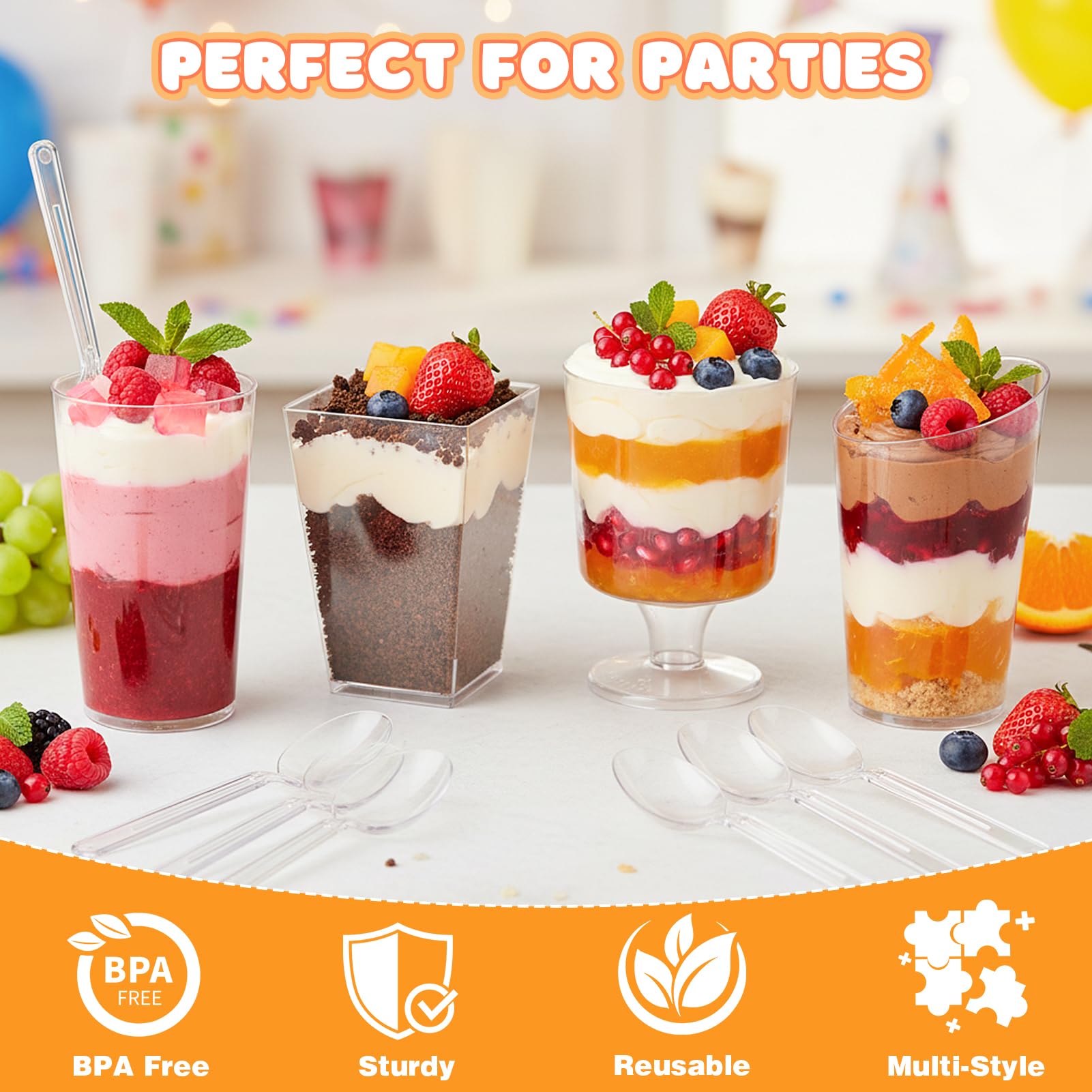 LifeIdeas 3oz round-lidded dessert cups for elegant parfaits.