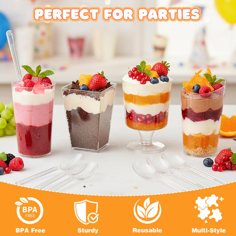 LifeIdeas 3oz round-lidded dessert cups for elegant parfaits.