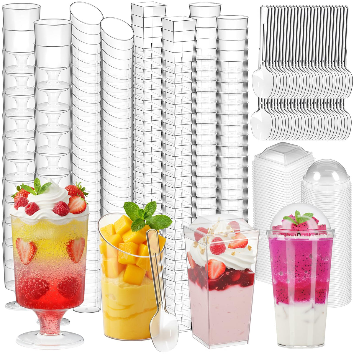 LifeIdeas 3oz trapezoidal dessert cups with lids for tidy storage.