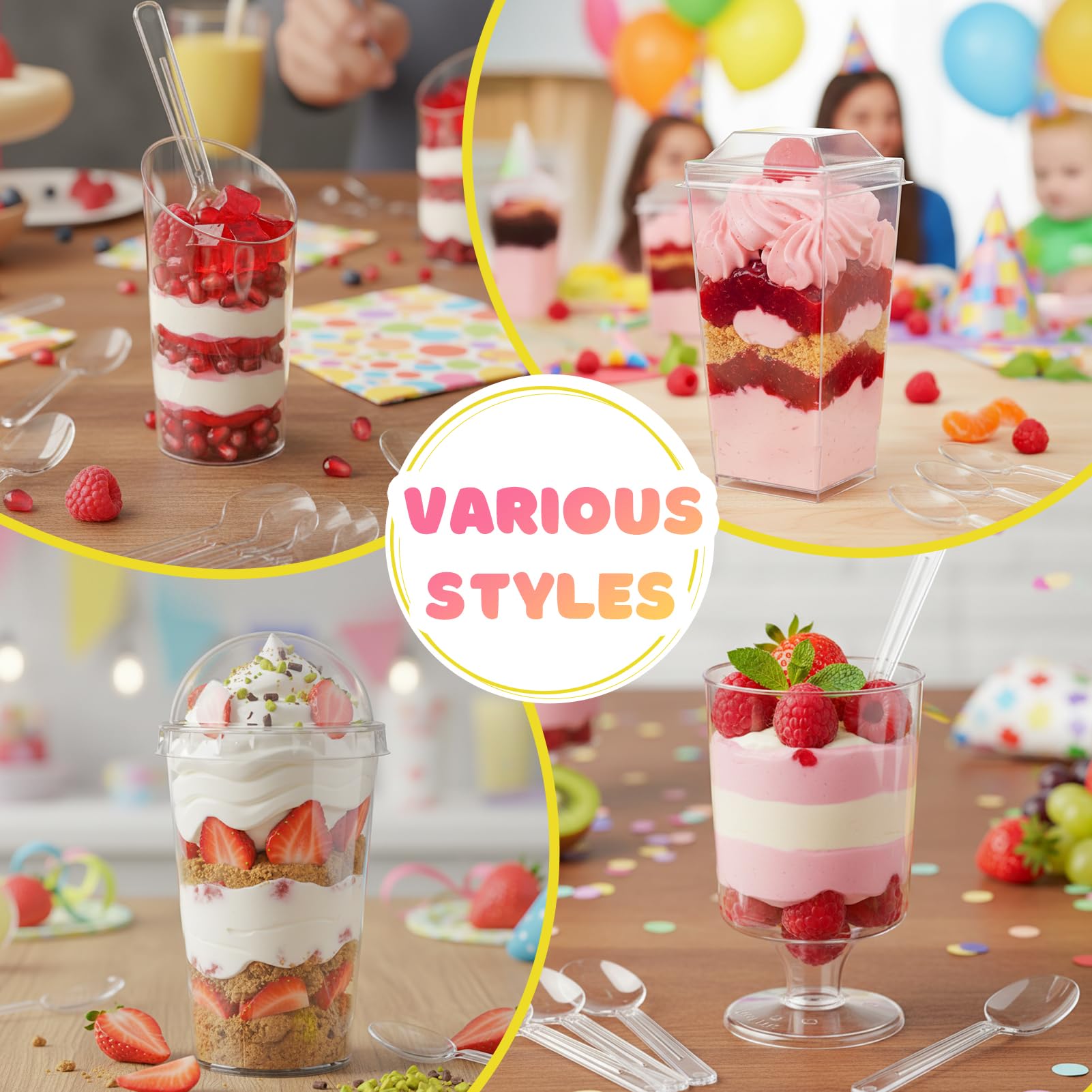 LifeIdeas 4oz stemmed dessert cups add height to servings.
