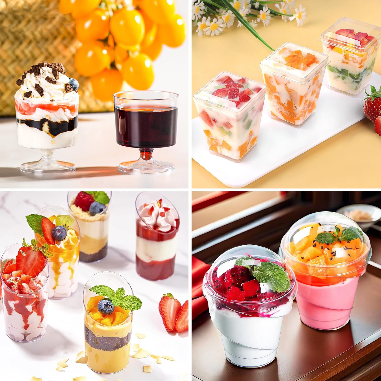 LifeIdeas 5oz tall dessert cups with lids great for stacked sweets and grab-and-go treats.