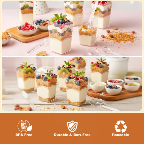 LifeIdeas airtight lids on dessert cups keep flavors fresh.