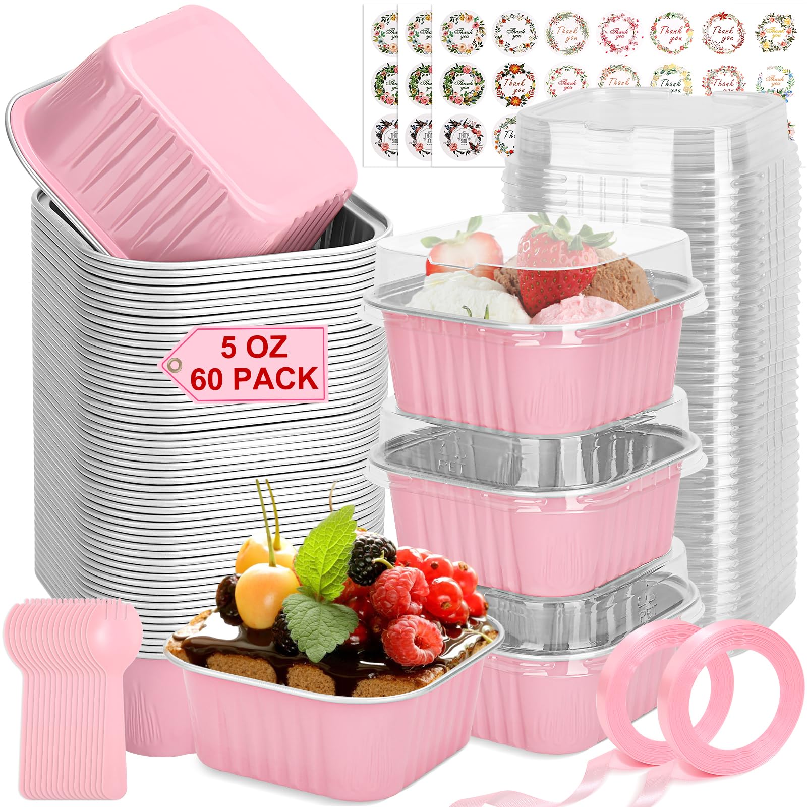 LifeisLuck 60-pack mini cake pans with lids for easy baking and gifting.