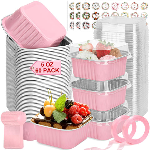 LifeisLuck 60-pack mini cake pans with lids for easy baking and gifting.