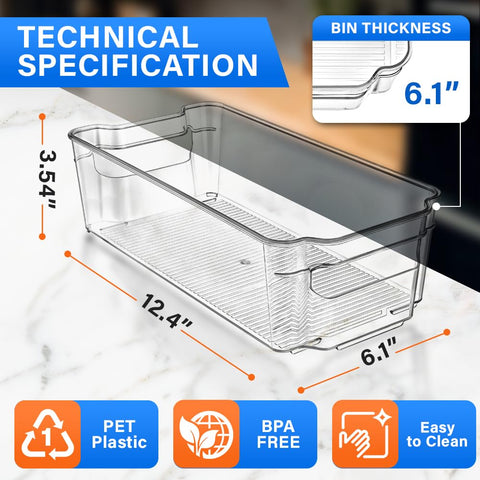 Lifemaster easy-grip clear bin with handle for effortless access in the fridge.
