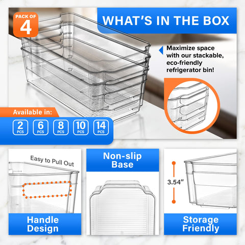 Lifemaster PET clear fridge bin provides visible storage for easy meal prep.