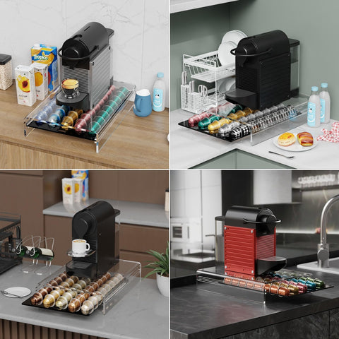 LifeMoreasy under-coffee-machine placement saves counter space and reduces clutter.
