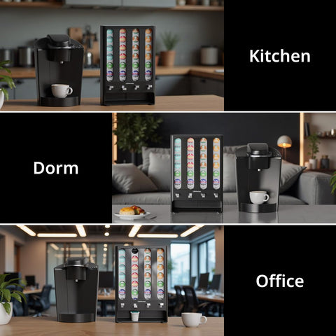 LifeMoreasy durable counter-top storage keeps capsules organized and ready.