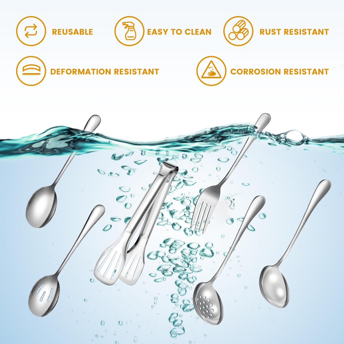 LifeMusican large serving spoons, 8.7 inches, comfortable grip for easy scooping
