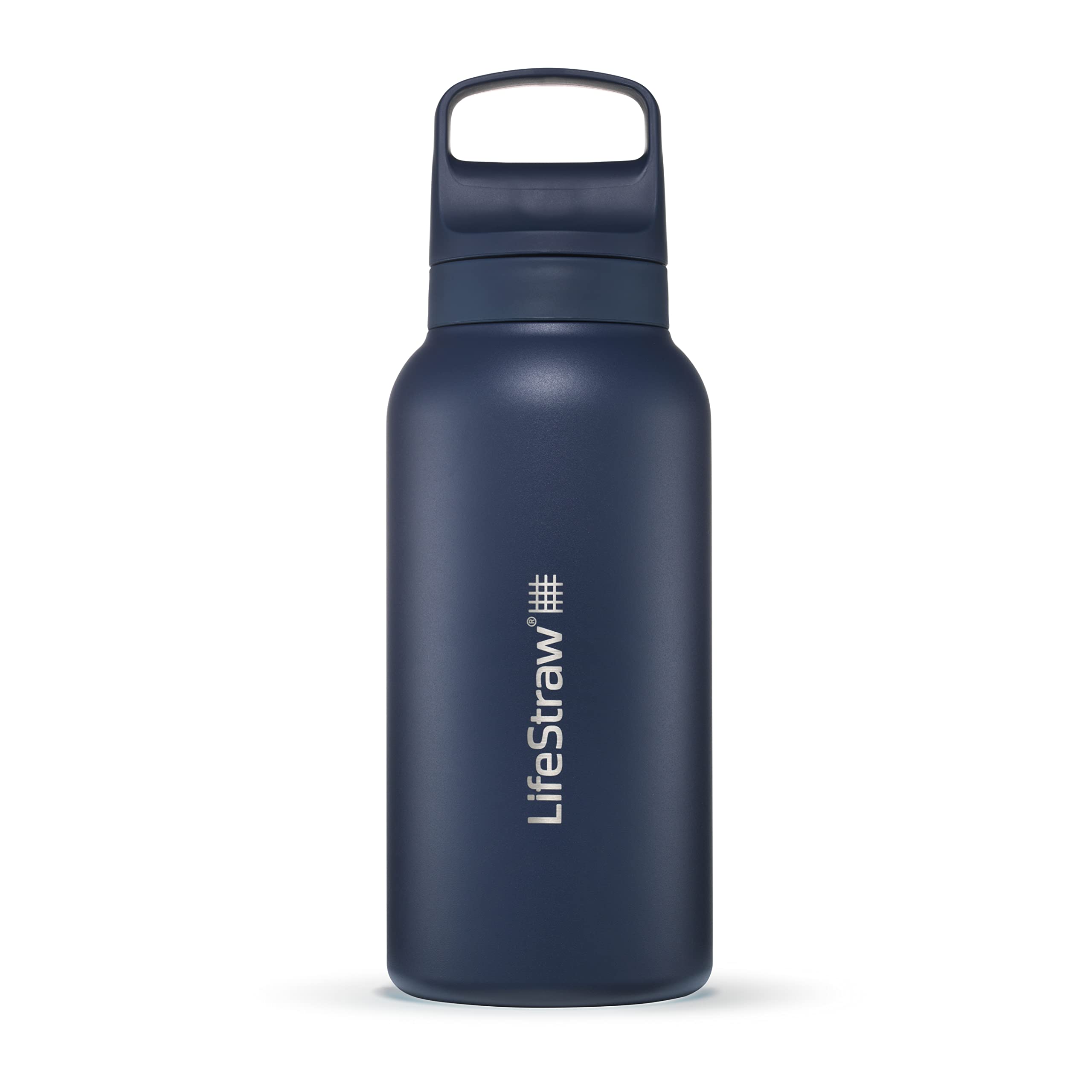LifeStraw Go insulated bottle cap close-up for spill-safe travel hydration.