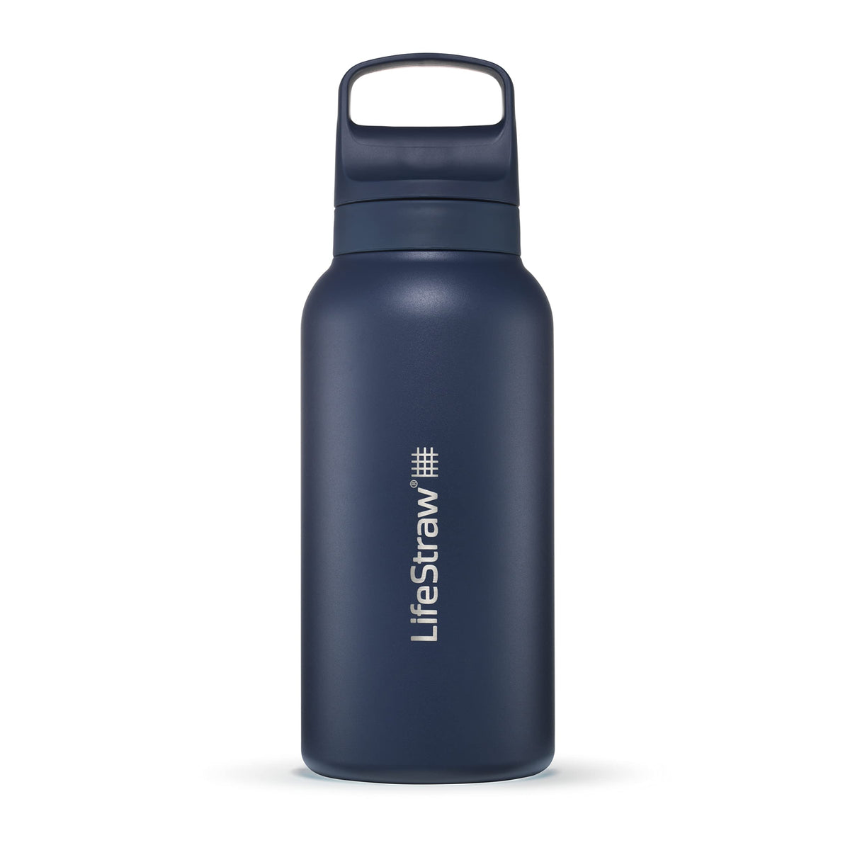 LifeStraw Go insulated bottle cap close-up for spill-safe travel hydration.